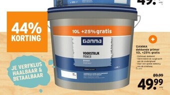 GAMMA Gamma dekkende primer 10l +25% gratis aanbieding