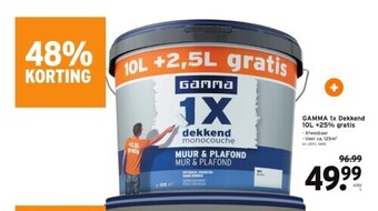GAMMA Gamma 1x dekkend 10l +25% gratis aanbieding