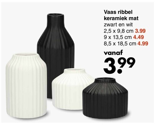 Wibra Vaas ribbel keramiek mat aanbieding