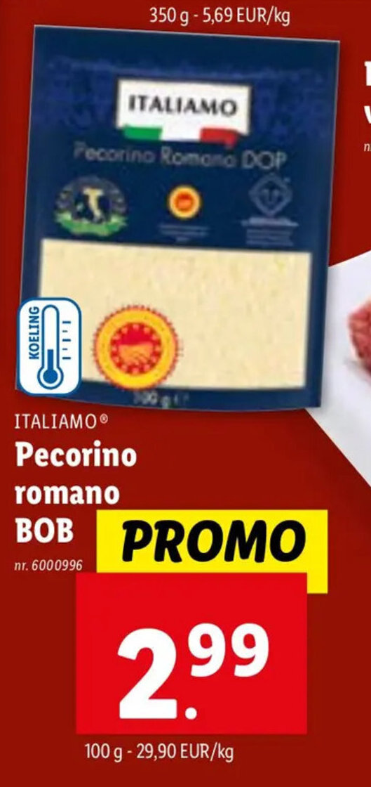 Pecorino romano BOB promotie bij Lidl