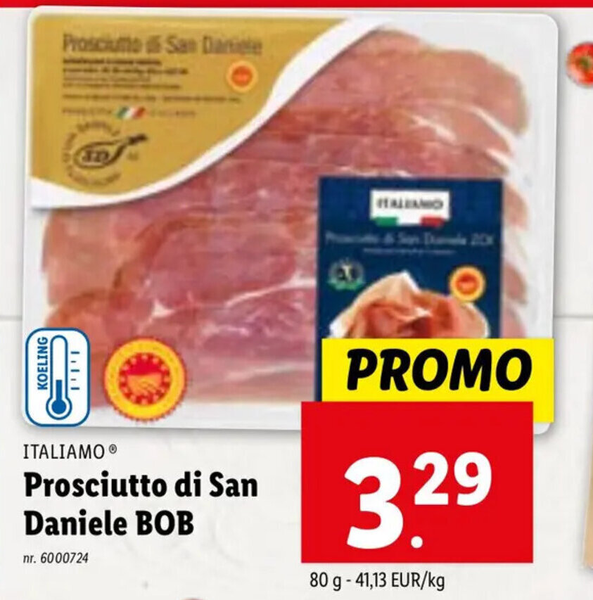 Prosciutto di San Daniele BOB promotie bij Lidl