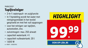 Lidl Tapijtreiniger aanbieding