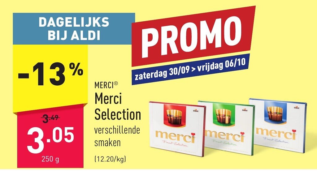 ALDI Merci Selection 250 g aanbieding