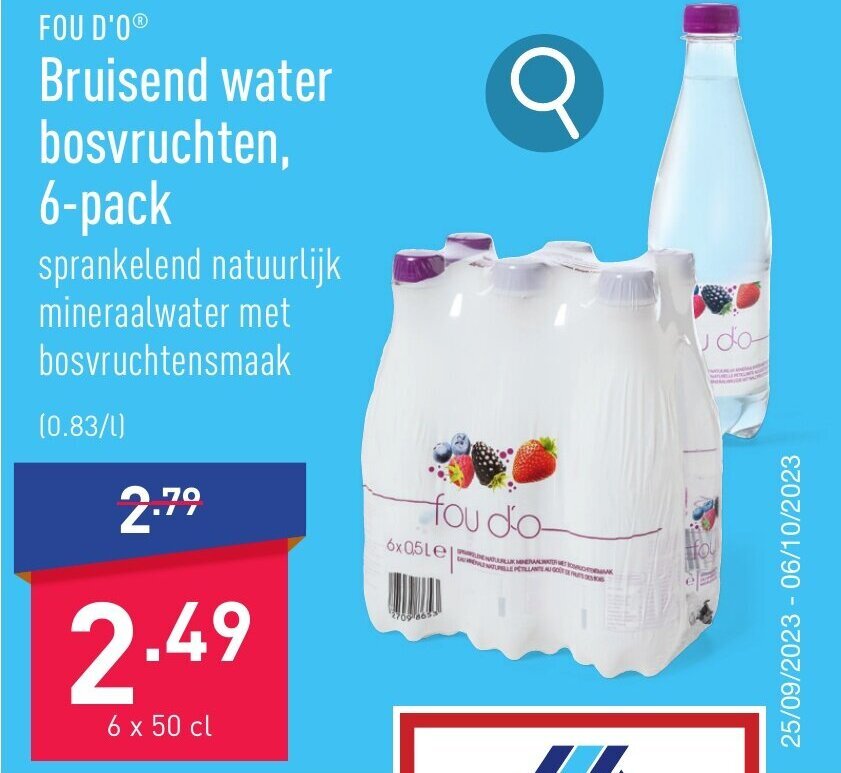 ALDI Bruisend water bosvruchten aanbieding