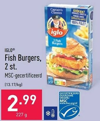 ALDI Iglo fish burgers aanbieding