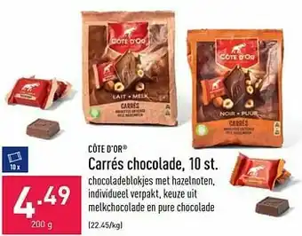 ALDI Côte d`or carrés chocolade aanbieding