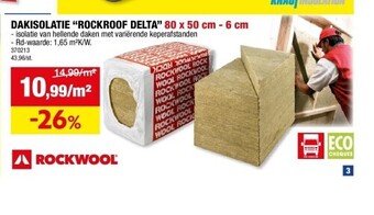 Dakisolatie “rockroof delta” 80 x 50 cm - 6 cm