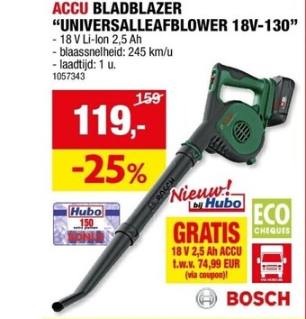 Accu bladblazer “universalleafblower 18v-130”