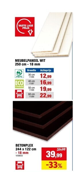 Hubo Betonplex 244 x 122 cm - 18 mm aanbieding