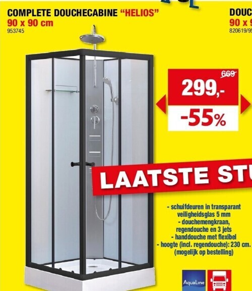 Hubo Complete douchecabine “helios” 90 x 90 cm aanbieding
