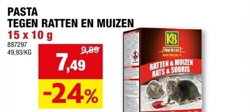 Hubo Pasta tegen ratten en muizen 15 x 10 g aanbieding