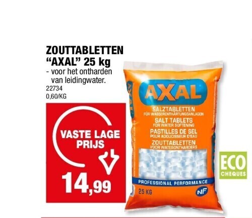 Hubo Zouttabletten “axal” 25 kg aanbieding