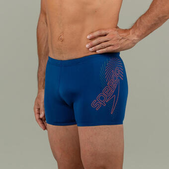 Decathlon Zwemboxer voor heren boost blauw/oranje aanbieding