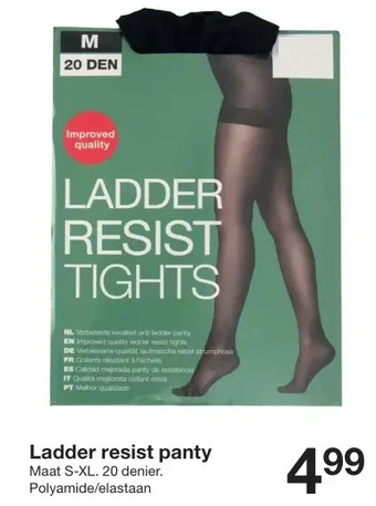 Zeeman Ladder resist panty aanbieding