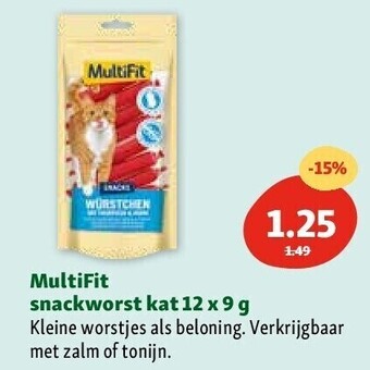 Maxi Zoo Multifit snackworst kat 12 x 9 g aanbieding