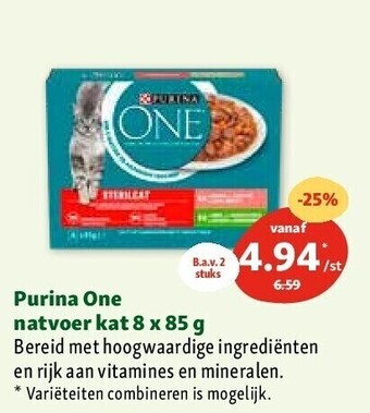 Maxi Zoo Purina one natvoer kat 8 x 85 g aanbieding