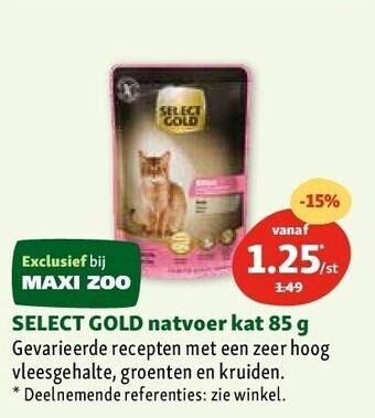 Maxi Zoo Select gold natvoer kat 85 g aanbieding