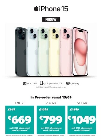 Base Iphone 15 128 gb aanbieding