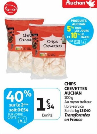 CHIPS CREVETTES AUCHAN 100g
