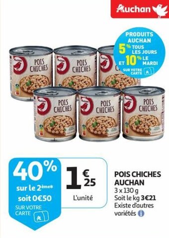 POIS CHICHES AUCHAN 3 x 130g