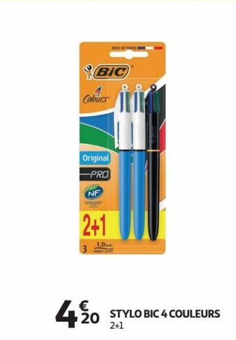 Auchan STYLO BIC 4 COULEURS 2+1 aanbieding