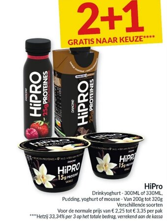 Intermarché HiPro Drinkyoghurt - 300ML of 330ML, Pudding, yoghurt of mousse - Van 200g tot 320g aanbieding