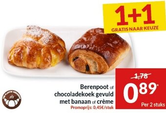 Intermarché Berenpoot of chocoladekoek gevuld met banaan of crème aanbieding