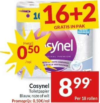Intermarché Cosynel Toiletpapier Blauw, roze of wit aanbieding