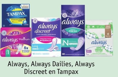Kruidvat Always, Always Dailies, Always Discreet en Tampax aanbieding