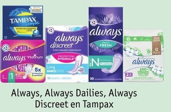 Kruidvat Always, Always Dailies, Always Discreet en Tampax aanbieding