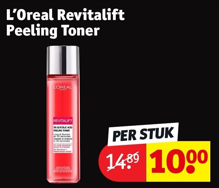 L'Oreal Revitalift Peeling Toner promotie bij Kruidvat