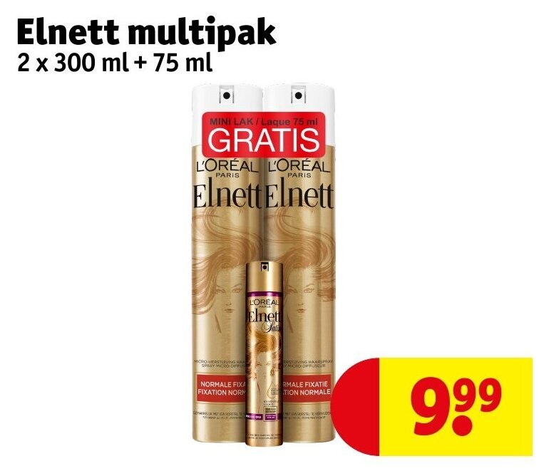 Kruidvat Elnett multipak 2 x 300 ml + 75 ml aanbieding