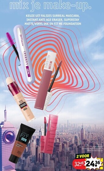 Kruidvat Instant age rewind concealer + falsies surreal mascara aanbieding