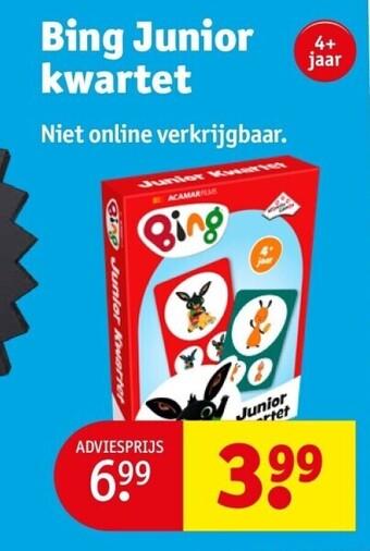 Kruidvat Bing junior kwartet aanbieding