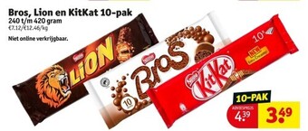 Kruidvat Bros, lion en kitkat 10-pak aanbieding
