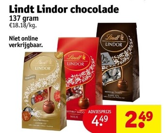 Kruidvat Lindt lindor chocolade aanbieding