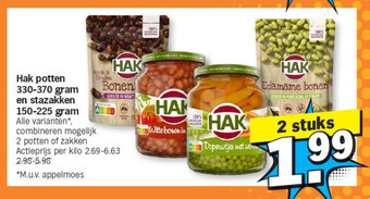 Albert Heijn Hak potten 330-370 gram en stazakken 150-225 gram aanbieding