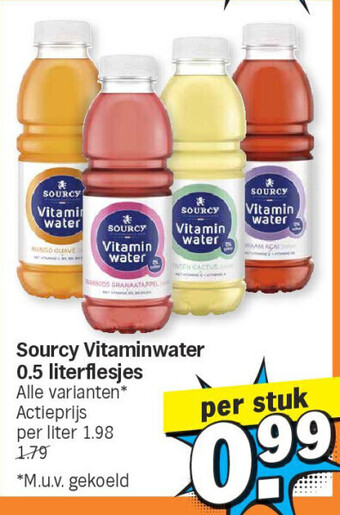 Albert Heijn Sourcy vitaminwater 0.5 literflesjes aanbieding