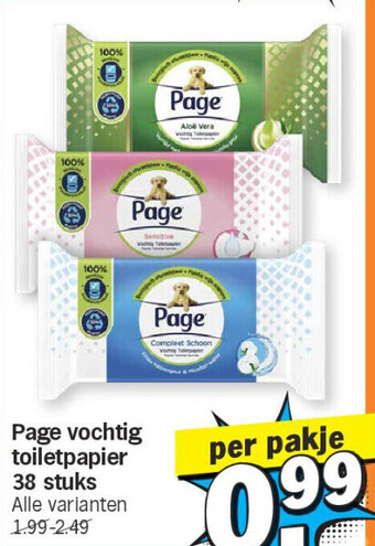 Albert Heijn Page vochtig toiletpapier 38 stuks aanbieding