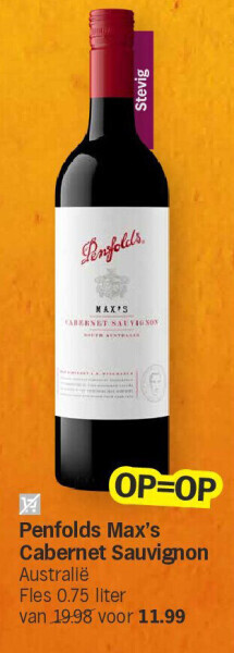 Albert Heijn Penfolds max's cabernet sauvignon aanbieding