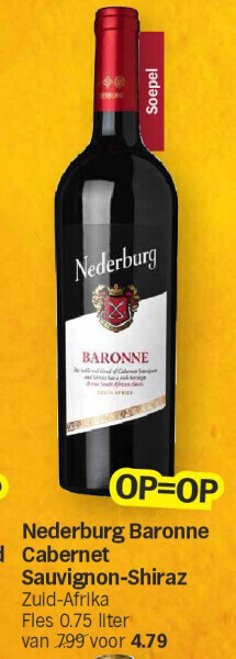 Albert Heijn Nederburg baronne cabernet sauvignon-shiraz aanbieding
