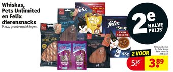 Kruidvat Whiskas, Pets Unlimited en Felix dierensnacks aanbieding