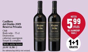 Delhaize Casillero del Diablo 2019 Reserva Privada Rode wijn - 75 cl aanbieding