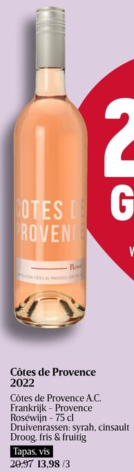 Delhaize Côtes de Provence 2022 Rosewijn 75cl aanbieding