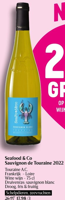 Seafood & Co Sauvignon de Touraine 2022 Touraine A.C. Witte wijn - 75 cl