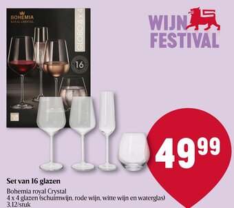 Bohemia royal Crystal Set van 16 glazen 4 x 4 glazen (schuimwijn, rode wijn, witte wijn en waterglas)