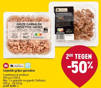 Delhaize Gepelde grijze garnalen aanbieding