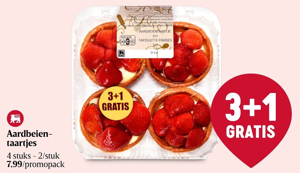 Delhaize Aardbeientaartjes aanbieding