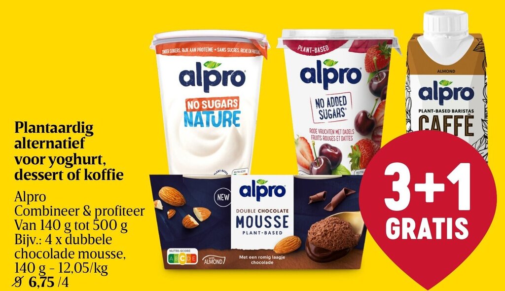 Delhaize Alpro Plantaardig alternatief voor yoghurt, dessert of koffie aanbieding