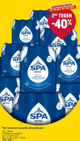 Delhaize Spa - Reine Niet-bruisend natuurlijk mineraalwater aanbieding